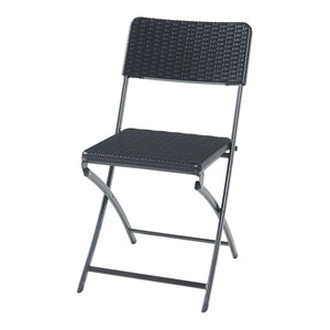 Ensemble de chaises pliantes Mark 2 pcs, aspect rotin, noir [en.casa]