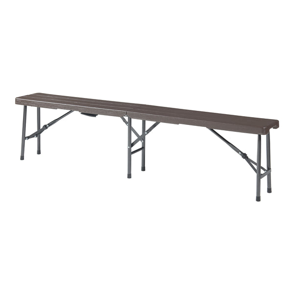 Lot de 2 bancs de camping pliables Lillestrøm 180 x 25 x 43 cm effet bois marron foncé [en.casa]