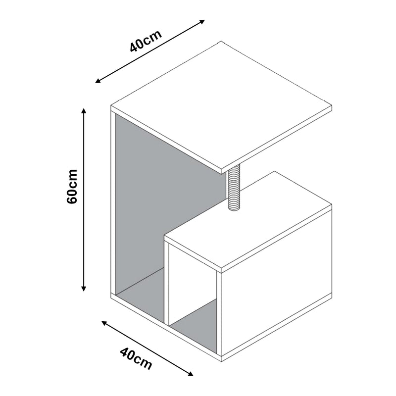 Croquis coté Table d'appoint avec arbre à chat Masfjorden 60 x 40 x 40 cm blanc [en.casa]
