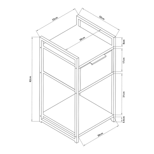Table d'appoint Namsskogan 62x33x32cm aspect noyer [en.casa]