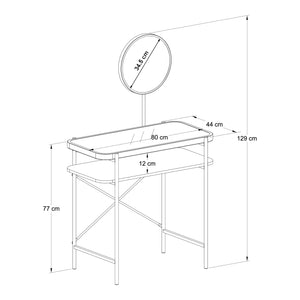 Coiffeuse Hjelmeland avec miroir 129x80x44 cm Noir [en.casa]