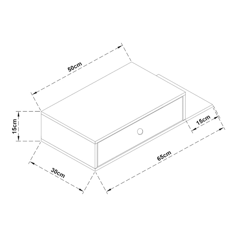 Croquis coté Étagère murale Stor 65 x 30 x 15 cm noir [en.casa]