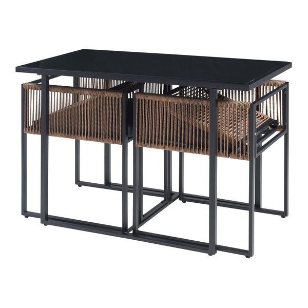 Ensemble de meubles de jardin Accadia 3 pièces Noir/Marron [casa.pro]