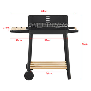 Chariot de barbecue Ari 78x86x30cm Noir/Bois [casa.pro]