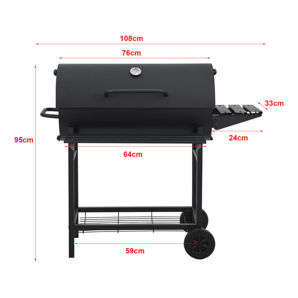 Chariot de barbecue Armento 95x108x61cm Noir [casa.pro]