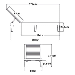 Chaise longue Ateleta 172x58 cm Noir [casa.pro]