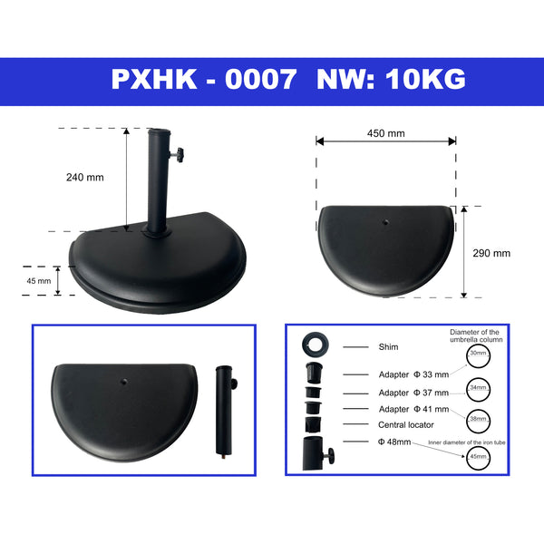 Pied de parasol Bisenti adapté aux tiges 33 37 41 48 mm noir casa.pro