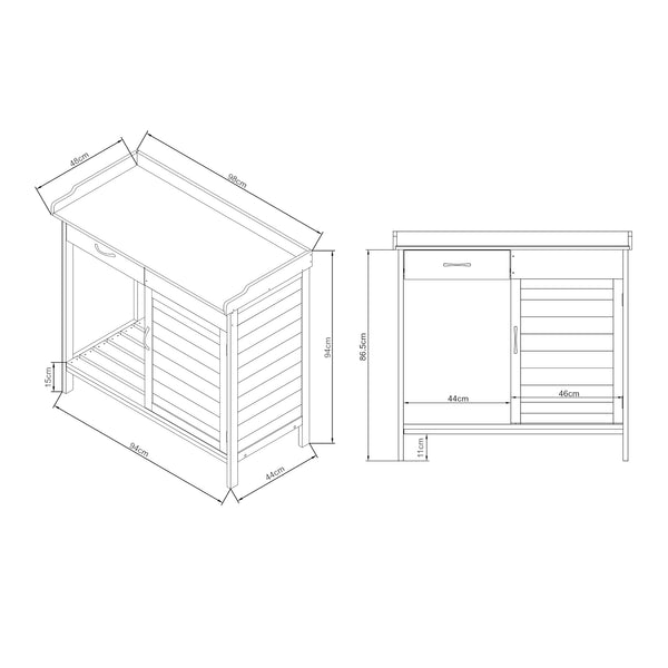 Table de plantation Aliano en sapin gris [casa.pro]