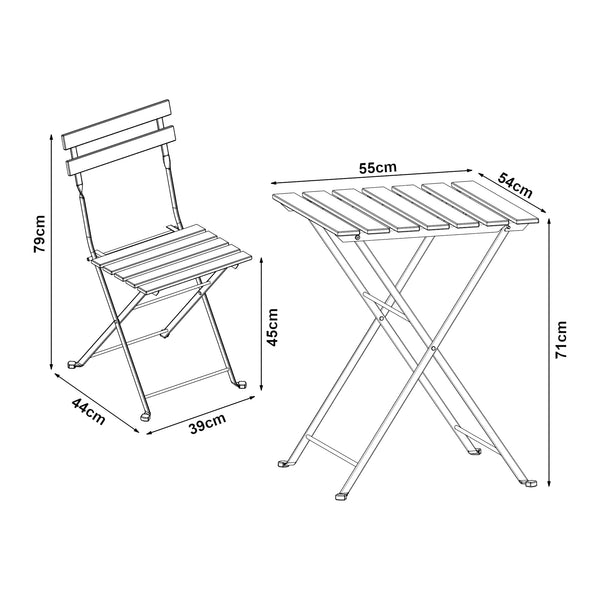 Ensemble bistrot Bovino 3 pièces en bois d'acacia [casa.pro]