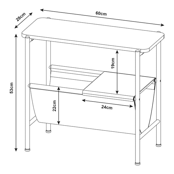 Table d'appoint Samnanger 60x28x53cm Noir [en.casa]