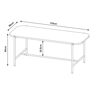 Table basse Samnanger 110x50x45cm Noir [en.casa]