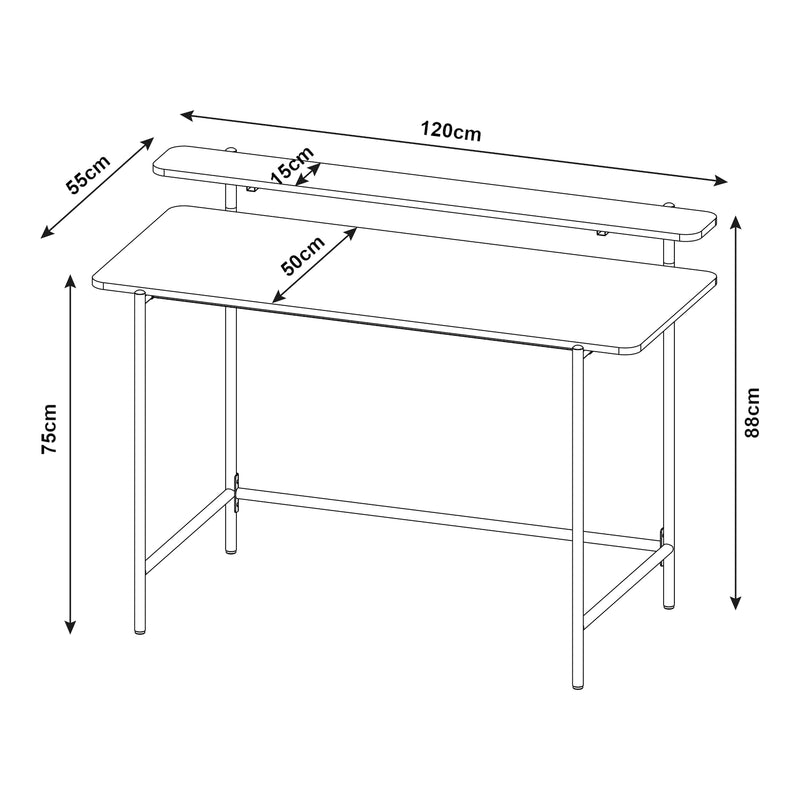 Croquis coté Bureau Samnanger 120 x 55 x 88 cm noir [en.casa]