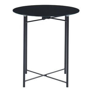 Table d'appoint Ödeshög avec plateau en verre 45xØ42cm Noir [en.casa]
