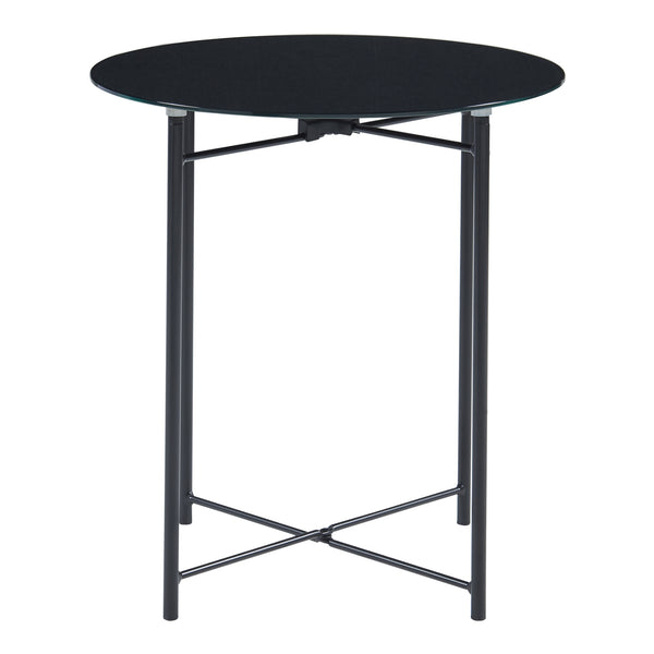 Table d'appoint Ödeshög avec plateau en verre 45xØ42cm Noir [en.casa]