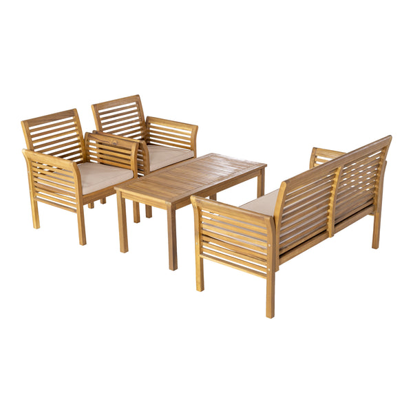 Ensemble de mobilier de jardin Candela 4 pièces Bois d'acacia Couleur bois [casa.pro]