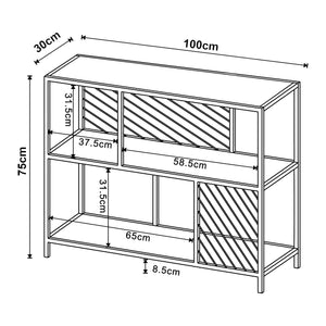 Console Övertorneå 100x30x75 cm Noir/Chêne [en.casa]