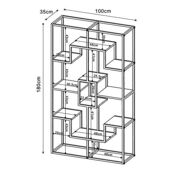 Étagère autoportante Råde 180 x 100 x 35 cm noir [en.casa]
