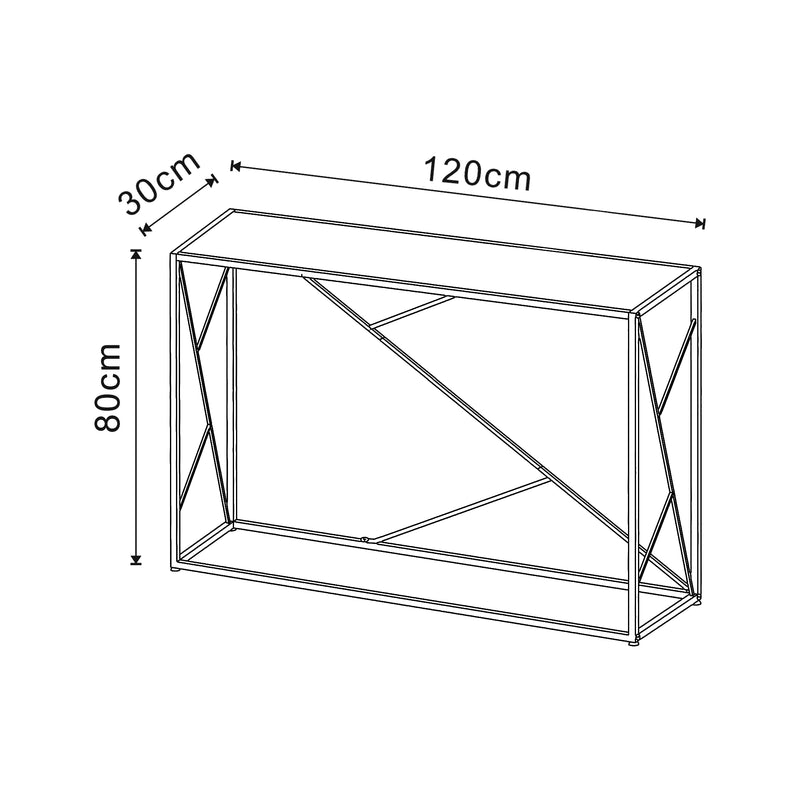 Croquis coté Table console Rättvik 120 x 30 x 80 cm noir [en.casa]