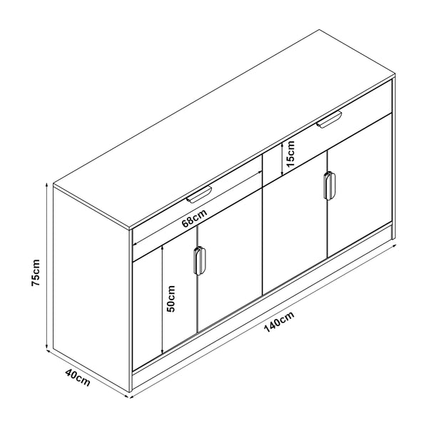 Buffet Varkaus MDF 75 x 140 x 40 cm effet chêne [en.casa]