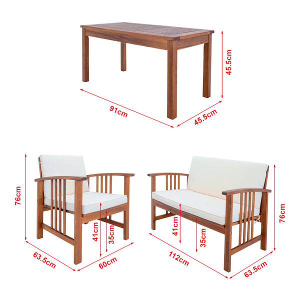 Ensemble de mobilier de jardin Brissogne 4 pièces en bois d'acacia certifié FSC® [en.casa]