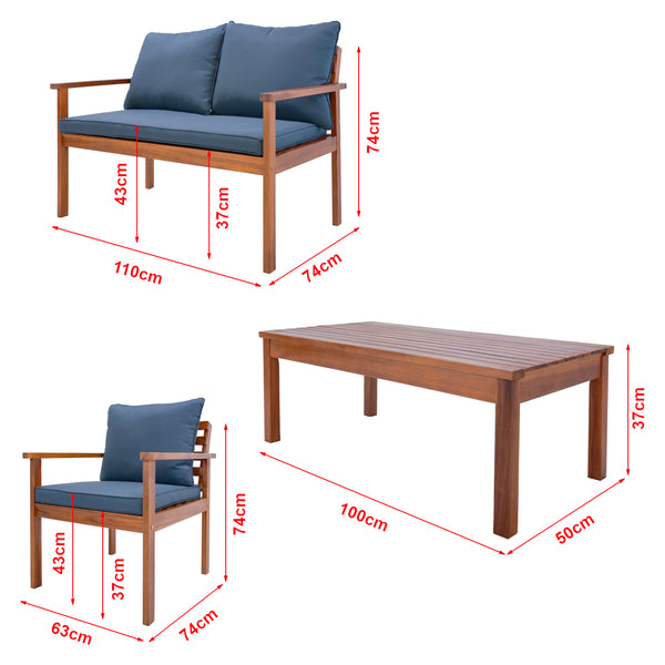 Ensemble de meubles de jardin Brittoli 4 pièces en bois d'acacia certifié FSC® [en.casa]