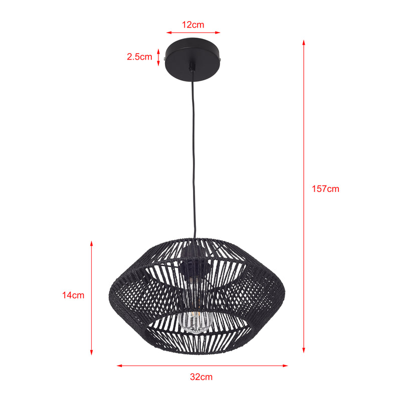 Croquis coté Suspension Amersham E27 noir lux.pro