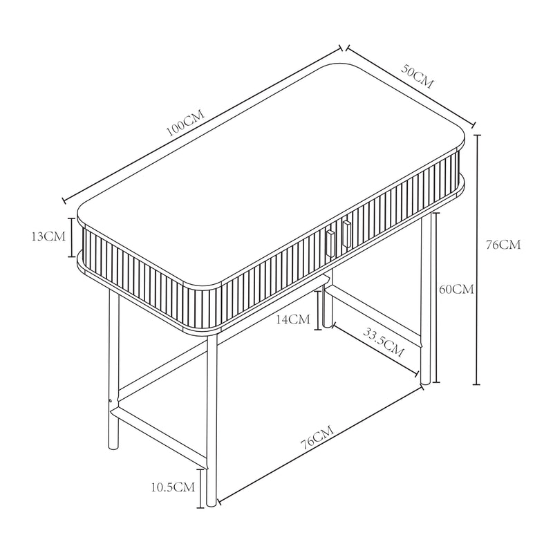 Croquis coté Table console Tvedestrand 100 x 50 x 76 cm [en.casa]