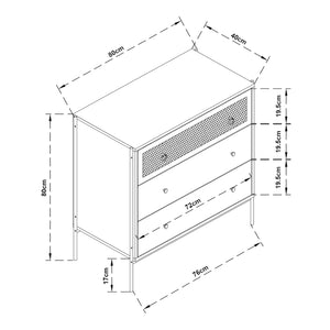 Commode Tysnes avec 3 tiroirs 80x80x40 cm Chêne/Noir [en.casa]