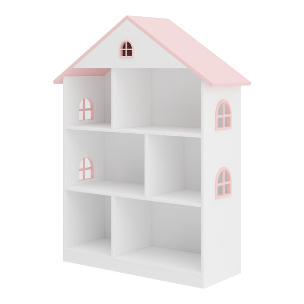 Étagère pour enfants Vipsali 107x83x30 cm Blanc/Rose [en.casa]