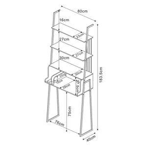 Bureau Storfjord acier 184 x 80 x 40 cm noir [en.casa]
