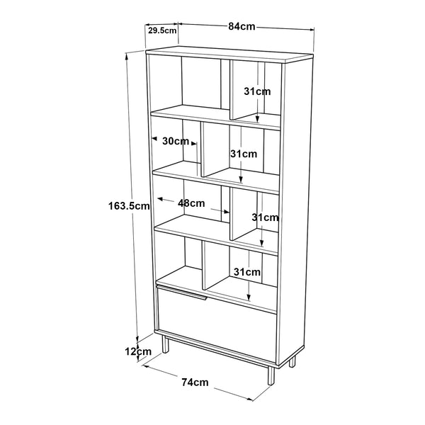 Bibliothèque Kvænangen 176x84x30 cm aspect chêne / aspect rotin [en.casa]