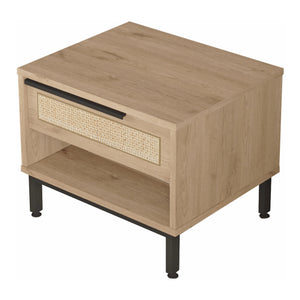 Table de chevet Kvænangen 43x54x45 cm aspect chêne/rotin [en.casa]