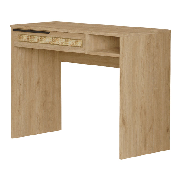 Coiffeuse Kvænangen 100x45x75 cm Chêne/Aspect rotin [en.casa]