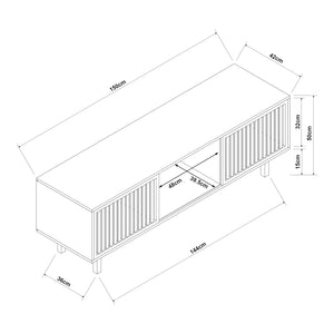 Meuble TV Ypäjä 150x42x50 cm Bambou Naturel [en.casa]