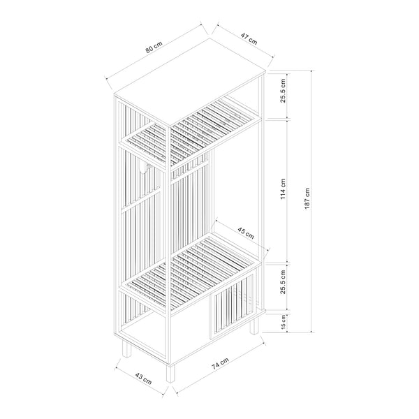 Portemanteau Ypäjä 187 x 80 x 47 cm bambou naturel [en.casa]