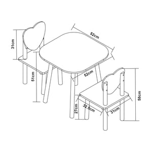 Groupe de sièges pour enfants Siljan avec design cœur Blanc/Lilas [en.casa]
