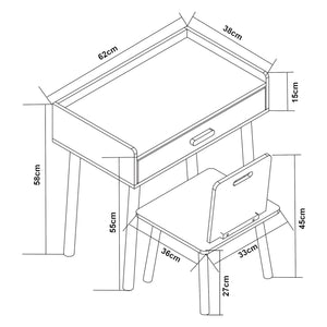 Ensemble de bureau et chaise pour enfants Skjervøy naturel blanc [en.casa]
