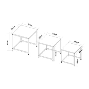 Table de salle à manger Trollhättan 3 pièces, aspect marbre, blanc [en.casa]