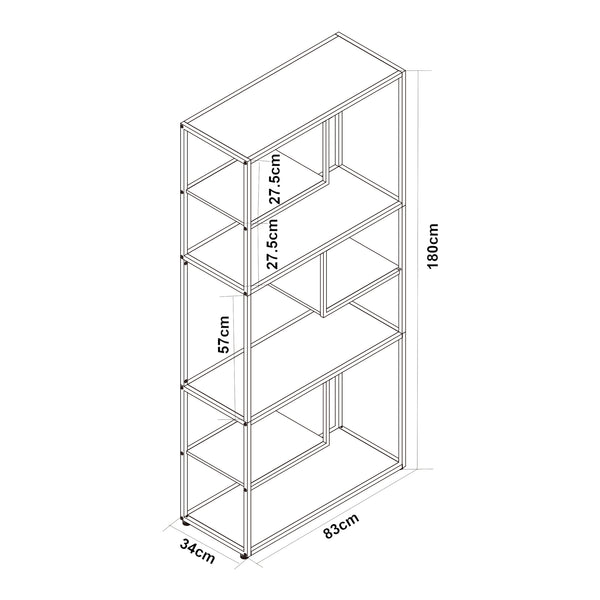 Bibliothèque Østre 180x83x34 cm Noir/Aspect noyer [en.casa]