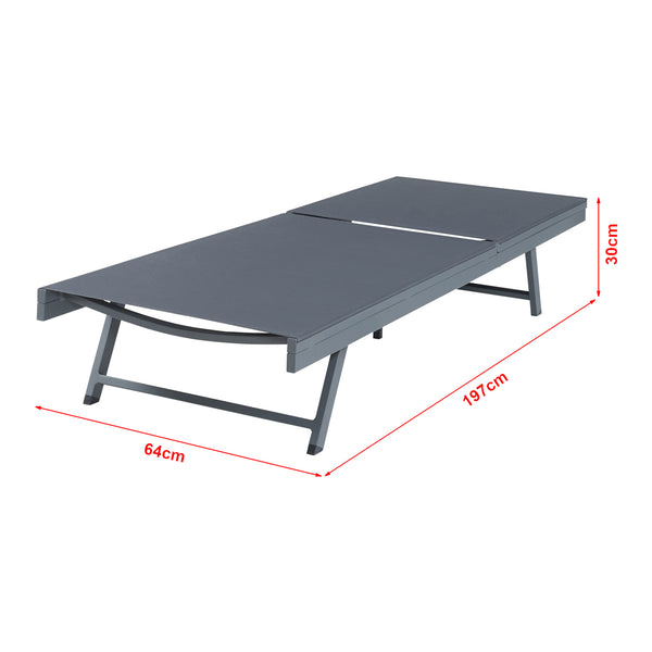 Chaise longue Baragiano avec table d'appoint anthracite gris foncé casa.pro