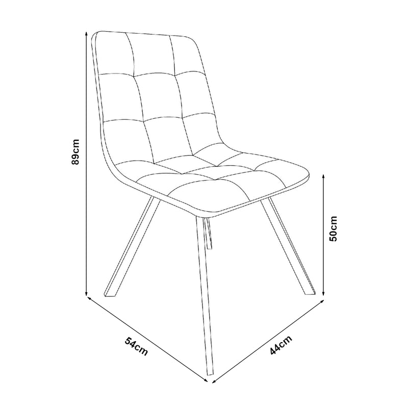 Croquis coté Lot de 4 chaises de salle à manger Lexnitz gris foncé noir [en.casa]