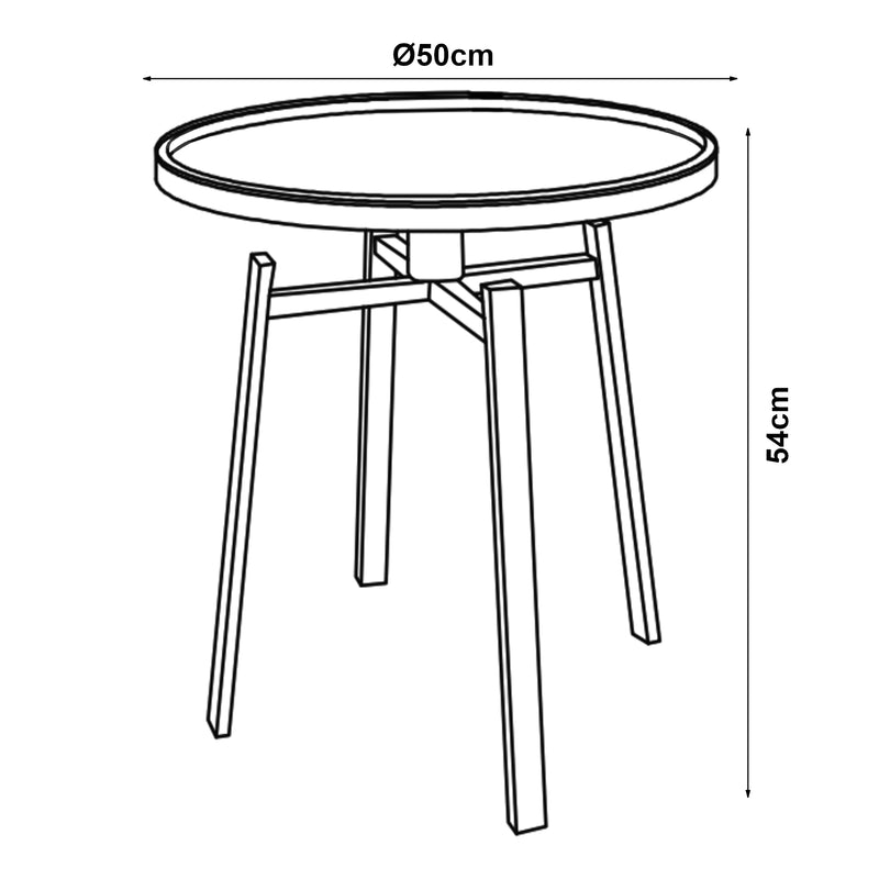 Croquis coté Table d'appoint Mippeena acier [en.casa]


