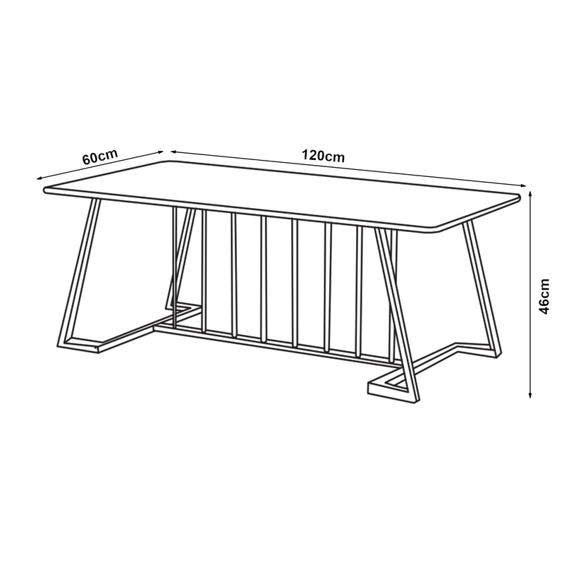 Croquis coté Table basse Nospoo acier aspect marbre noir [en.casa]


