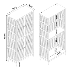 Armoire de salle de bain Raurgela bambou 180 x 80 x 40 cm naturel [en.casa]