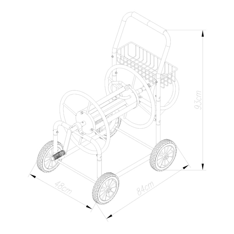 Croquis coté Enrouleur de tuyau Gelibolu 3/4 pouce pour tuyau jusqu'à 65 m gris [pro.tec] 