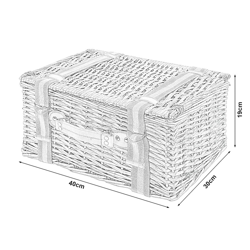 Croquis coté Panier de pique-nique Bisceglie violet blanc naturel casa.pro