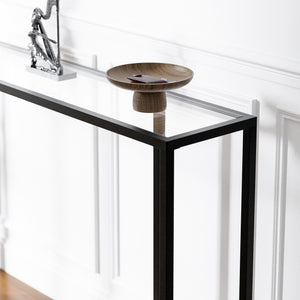 Console Ouby avec plateau en verre 120x25x73 cm Noir [en.casa]