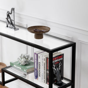 Console Videnel avec plateau en verre 120x30x76 cm Noir [en.casa]