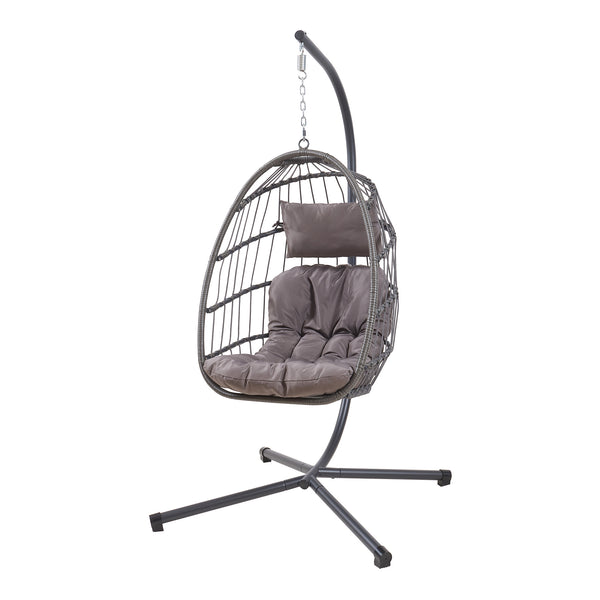 Fauteuil suspendu Edeng avec cadre 196x110x95 cm Gris [en.casa]