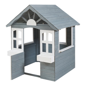 Maison de jeu pour enfants Vesa 138x120x102 cm Bois de sapin Gris [casa.pro]